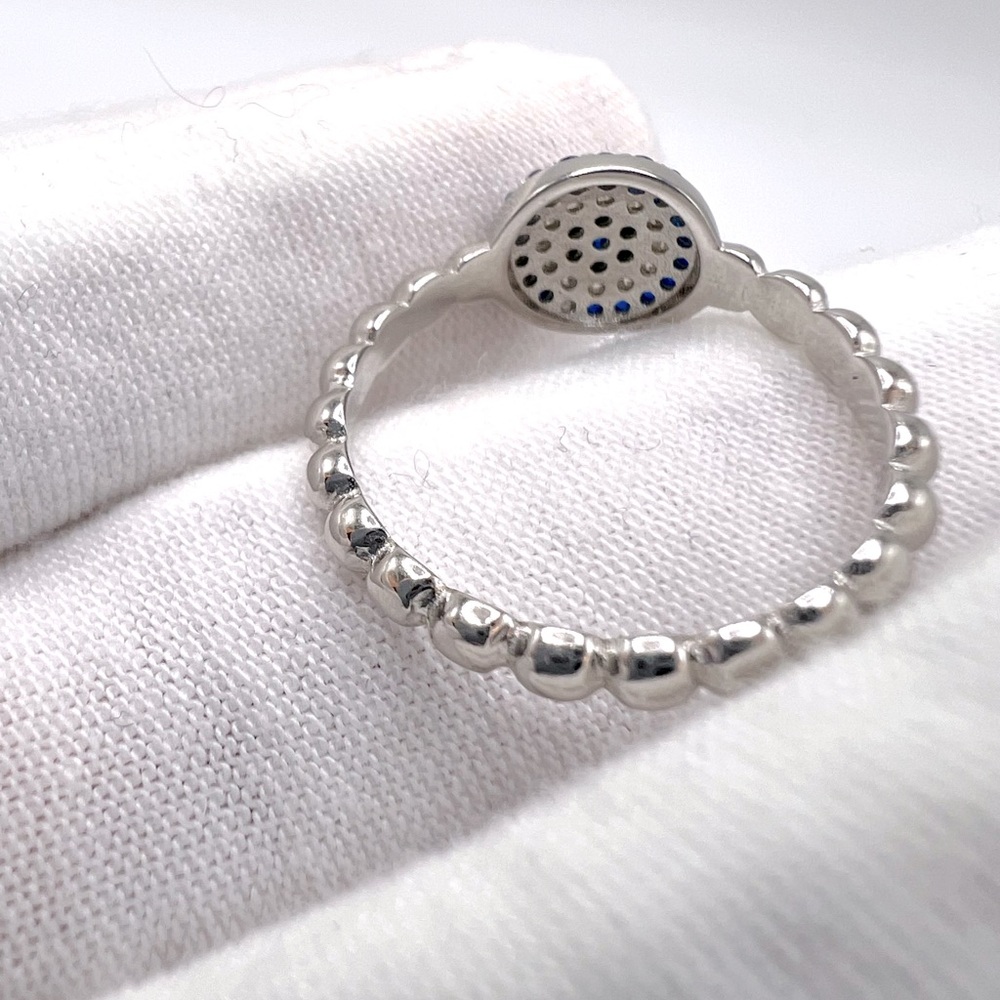 .925 Sterling Silver Evil Eye Cz Ring - Picture 12 of 17